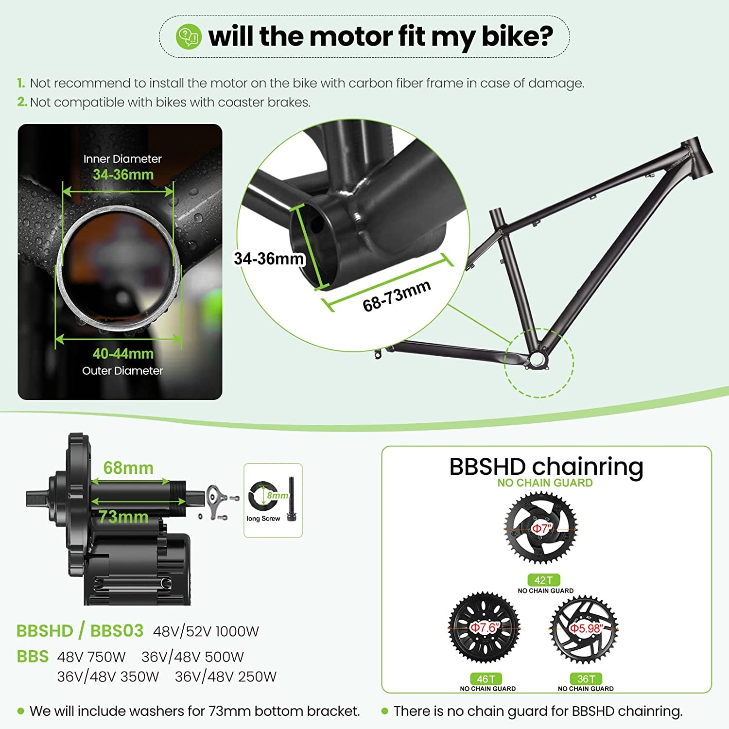 Bafang UART 48V/52V 1000W Moto - Bafang Bbshd 1000W Conversion Kit reseña y precio
